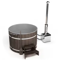 купель шишка с пластиковой вставкой 1700мм (серая чаша/фасад венге) в комплекте печь