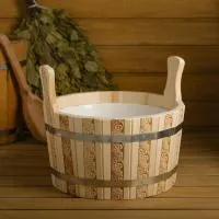 шайка двуручная 17л с пластмассовой вставкой русские узоры, банный эксперт