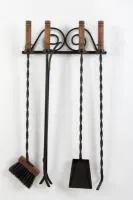 набор для камина ragar n4090bk настенный, 4 предмета  (деревянные ручки)