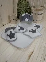 набор из 4-х предметов (шапка "царская", рукавица, коврик, тапочки), жар-банька