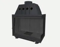 топка каминная альфа 1000 rв два стекла правая с черным шамотом патрубок ф250, экокамин 