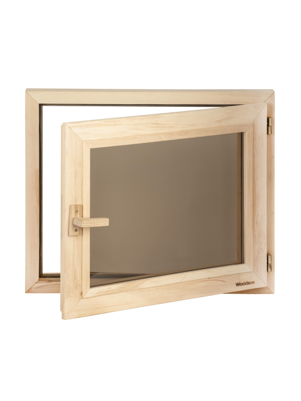 форточка для бани деревянная 0,5х0,6 м стекло бронза, ольха, woodson 